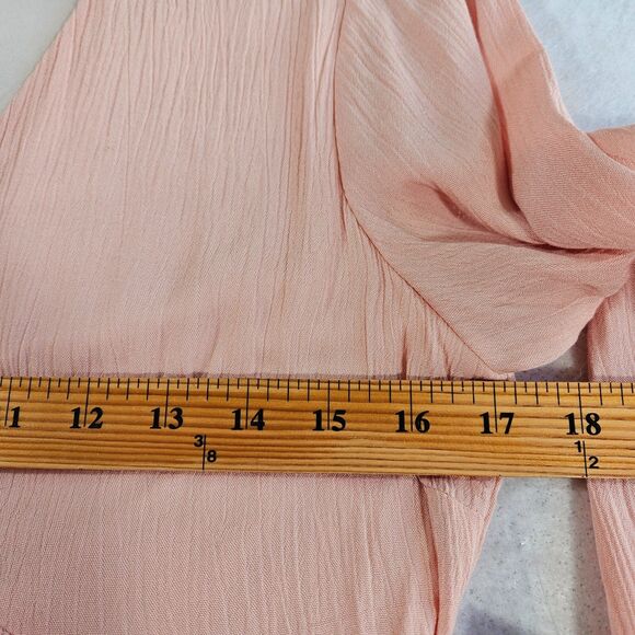 Andree by Unit Dress Women S Pastel Peach Pink Ruffle Long Sleeve Stretch Chic - Picture 10 of 16
